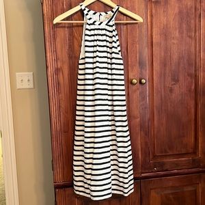 Daniel Cremieux Navy and white striped A-line dress